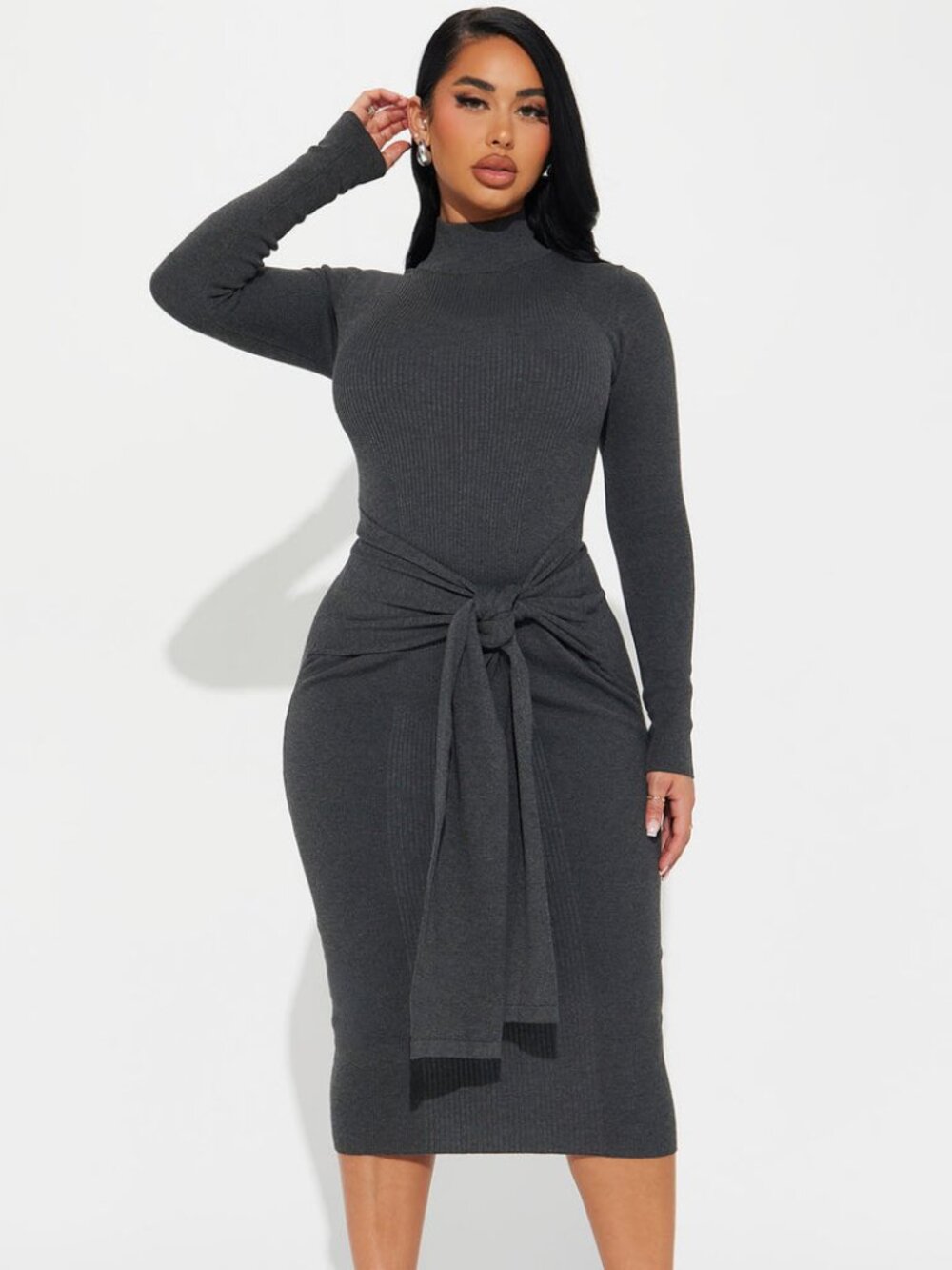 💚3 for $35💚 Gray Tie Front Sweater Dress
